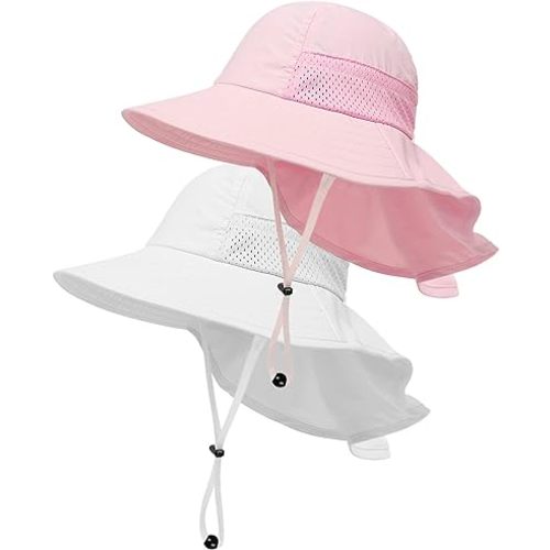 Toddler Baby Sun Hat Kids Summer UPF 50+ for Boys Girls Adjustable Beach Hats with Bucket Wide Brim Age 1-7 Years