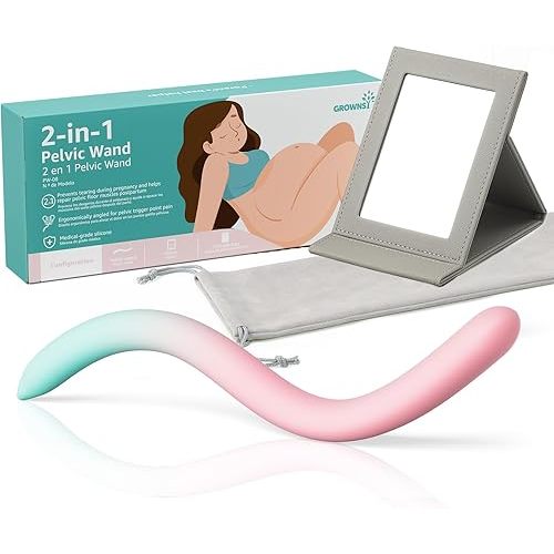 GROWNSY Perineal Massage Stick for Pregnancy Labor and Birth Prep, Pain Relief for Labor and Delivery, Pelvic Wand Tool, Pelvic Floor Muscle Massager for Pelvic Physical Therapy, Postpartum Essentials