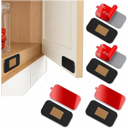 4 Pack Cabinet Magnets for Closure, Black, No Drill Ultra-Thin