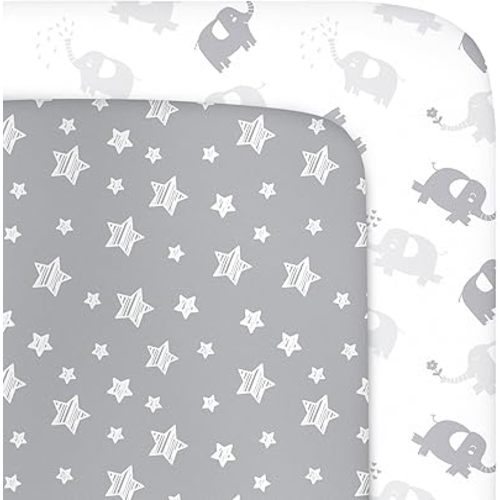 Mini Crib Sheets (38" X 24"), Fitted Portable/Mini-Crib Sheet for Boys and Girls, Compatible with Dream on Me, Delta Porta Crib and Arms Reach Ideal Cosleeper