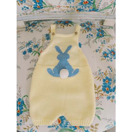 Lemon Crispa Cotton Bunny Baby Knitted Dungarees | La Coqueta UK – La Coqueta Kids