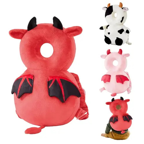 Baby Head Back Protector Backpack Toddler Safety Protector Cushion Pad Soft, Adjustable and Lightweight Design for Safe Walking and Crawling Toddlers Girls and Boys(Red Devil)