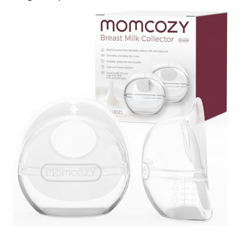 Momcozy Breast Milk Collector, Milk Collectors for Breastfeeding, Reusable Breast Milk Shells, Silicone Catcher with More Fit & Soft (3oz/90ml, 2 Counts)