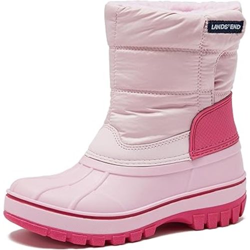 Lands' End Waterproof Kids Snow Boots - Insulated Warm Fleece Lined Winter Boots for Toddlers, Girls & Boys Size 5-10 Toddler or 11-7 Little or Big Kid