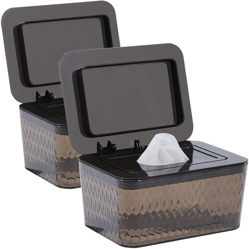 2 Pack Wipes Dispenser Seal-Designed Wipe Dispenser Holder Wipes Case Box for Bathroom Keep Wipes Fresh, Dust-Proof & Non-Slip
