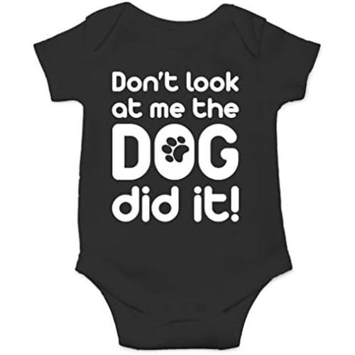 AW Fashions Don't Look At Me, The Dog Did It! Baby Bodysuit Funny Newborn Outfit for Boys or Girls Romper