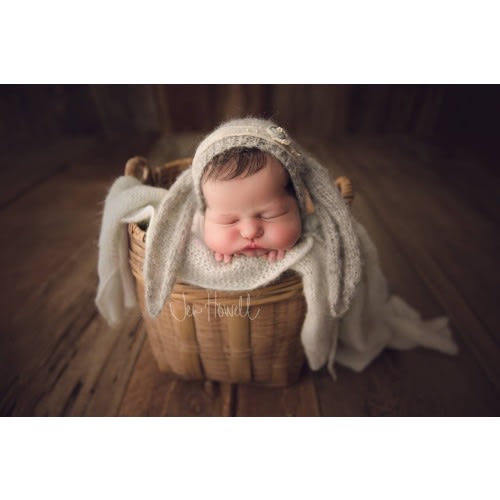 Newborn baby Girl or boy Brushed Alpaca Bunny Bonnet / Unique Luxury Photography Prop