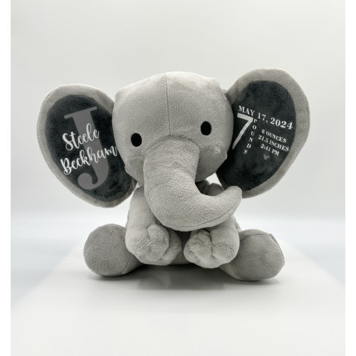 Personalized Plush Elephant: Baby Stats Keepsake, Newborn Gift