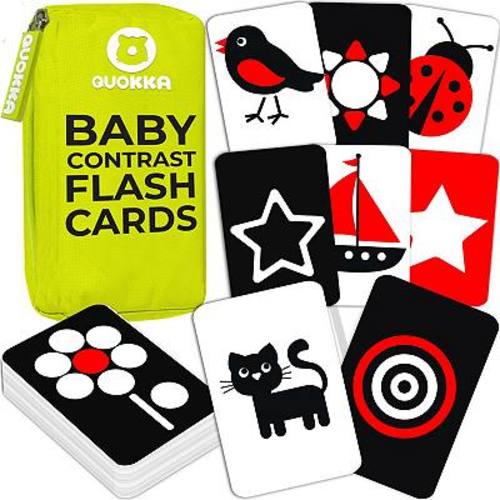 QUOKKA 60 High Contrast Baby Flash Cards 36 Months - Black & White Toddler Flashcards