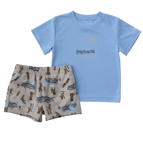 6-9M Boys' 2-Piece Short Sleeve Sun Defender® Force® Shirt & Woven Short Set (Baby) | Carhartt