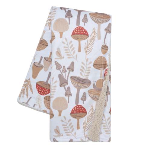 Mushroom Meadow Soft White/Taupe Luxury Baby Blanket – Lambs & Ivy
