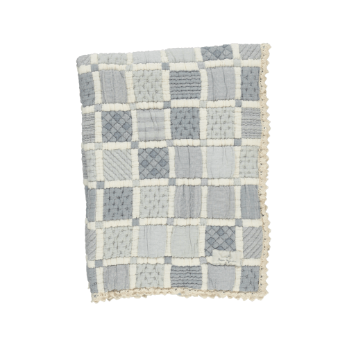 Blue Patchwork Blanket | 100% organic cotton