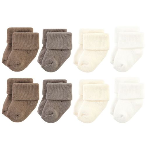 Hudson Baby Basics Infant Baby Cozy Terry Socks 8-Pack, Earthy Neutrals, 0-6 Months