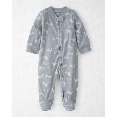 Baby Organic Cotton Sleep & Play Pajama in Blue Bunnies