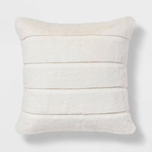 Square Faux Fur Channeled Decorative Throw Pillow - Threshold™