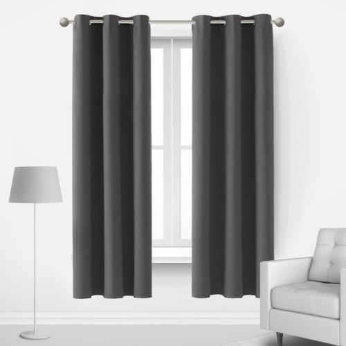 Deconovo Grommet Blackout Curtains, 2 Panels, 52w x 84l, Dark Grey