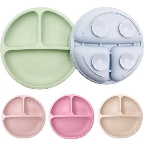 Silicone Baby Feeding Bowl with Suction Cup, 3-grid Design Baby - TikTok Shop
