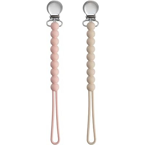 Pacifier Clip Baby Girls - MORIBOX Paci Clip Soothe Baby Binky Holder for Shower Birthday Gift 2 Pack