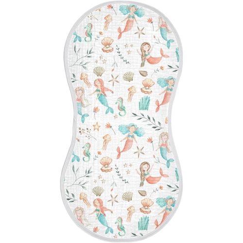 xigua Mermaids Baby Burp Cloths for Newborn Boys and Girls 1 Pack, Soft & Absorbent Cotton Muslin Baby Burp Cloth, Baby Washcloths, Newborn Towel, Burp Rags