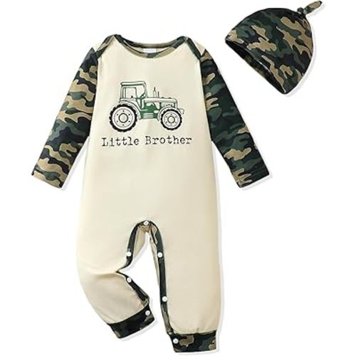 NZRVAWS Baby Boy Clothes Preemie Infant Boy Bear Outfits Jumpsuit Bodysuit Letter Print Romper