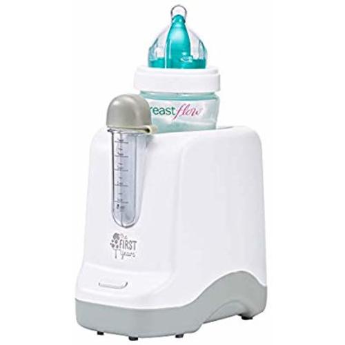 The First Years 2-in-1 Simple Serve Bottle Warmer | Quickly Warm Bottles of Breastmilk or Formula | Sanitize Pacifiers | Compact Design | Holds Wide Narrow and Angled Bottles