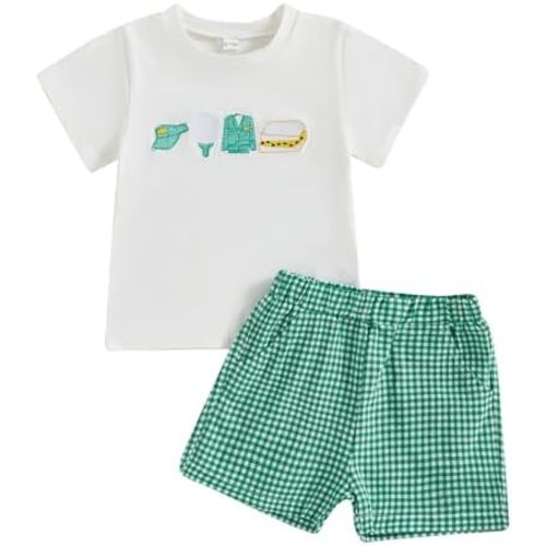 Toddler Baby Boy Masters Golf Outfit Short Sleeve Funny Letter Print T Shirts + Shorts Set Infant Summer Clothes