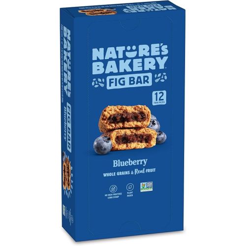 Nature's Bakery Whole Wheat Fig Bars, Blueberry, Real Fruit, Vegan, Non-GMO, Snack bar, Twin packs- 12 count