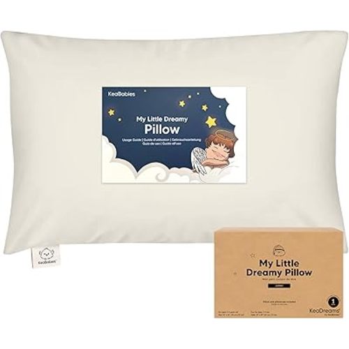 KeaBabies Organic Toddler Pillow with Pillowcase, Jumbo 14X20 (Clay)