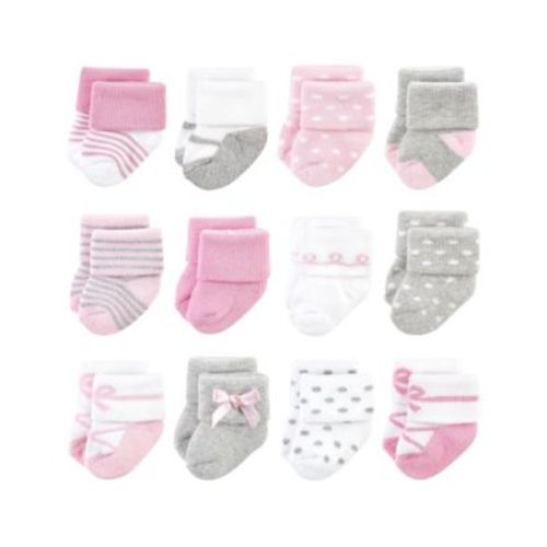 Baby Girls Treasure Everyday Comfort Terry Socks 12 Pack