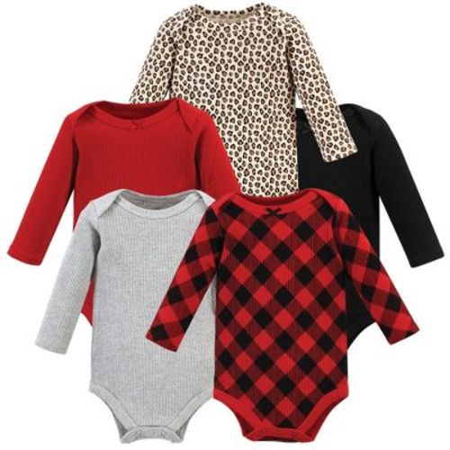 Hudson Baby Infant Girls Thermal Long Sleeve Bodysuits, Buffalo Plaid Leopard, 0-3 Months