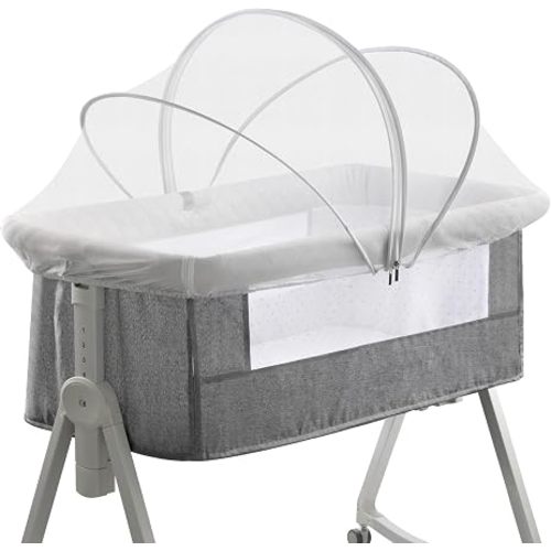 Bassinet Cover for Cats - Mosquito Net Cover for Bassinet Bedside Sleeper to Keep Cats Out - Breathable Baby Mosquito Net with 2-Way Zipper (White-Small)