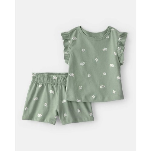 Baby Girl 2-Piece Floral Top & Short Set - Green | Carter's