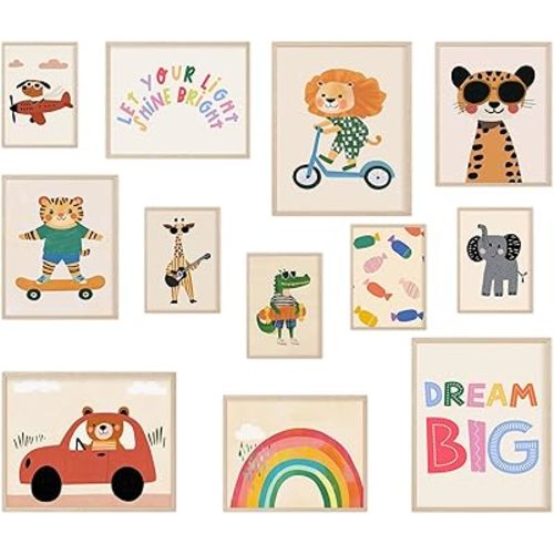 LOVEDMORE Kids Wall Art Prints – Cute Animal Posters for Baby Girl & Boy Nursery Decor, Toddler Room Decor, Bedroom Playroom Decor, Gallery Wall Aesthetic 12 PCS Unframed