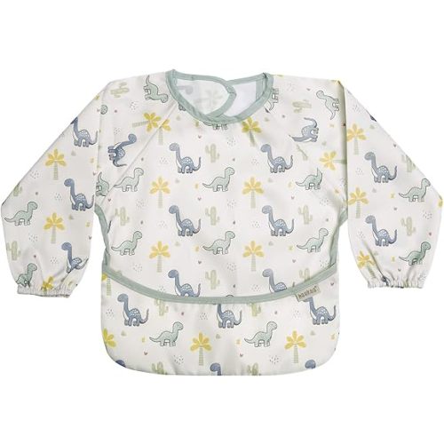 haakaa Long Sleeve Baby Bib, Waterproof & Adjustable Baby Smock Bib for Eating, Painting & Play, Easy Wipe Clean, 6–24M