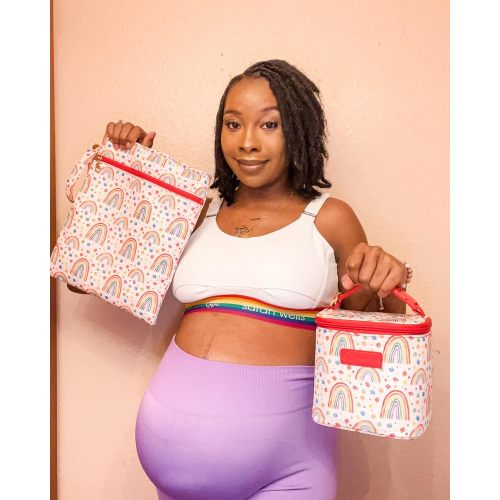 Sarah Wells Cold Gold Breastmilk Cooler Bag with Safety Tested Ice Pack - Insulated Milk Storage for Work, Travel & Daycare - Fits Bottles & Pump Parts - Machine Washable (Rainbows)