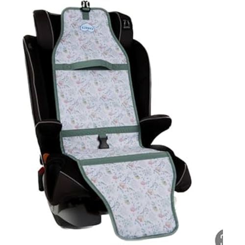 Car Seat Cooling Pad for Babies, Toddlers, and Kids - Comfortable and Durable Cooling Pad for Hot Summer Days - One Size Fits All, Floral Half White