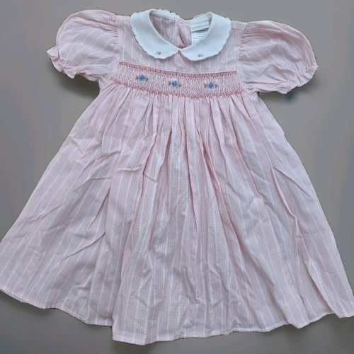 Baby Girl Clothes Vintage 24 Month Pink Check Dress Floral