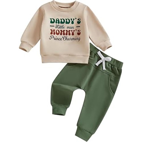Baby Boy Fall Clothes Set Long Sleeve Crewneck Sweatshirts Pants Cute Infant Newborn Outfits 6 12 18 24 Months 2T