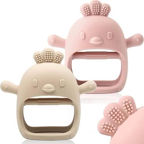 Amazon.com: ChooKaChoo 2 Pack Baby Teething Toy Silicone Teething Mitten for Babies Over 3 Months Anti Dropping Wrist Hand Teethers Baby Chew Toys for Sucking Needs, BPA Free