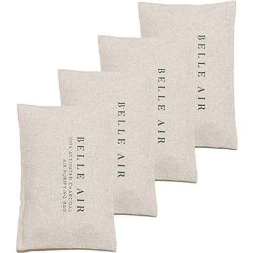 Belle Air 100% Activated Charcoal Air Purifying Bags Odor Absorber | 6x More Effective Than Bamboo Charcoal | Safely Removes Odors, Toxins, and Excess Moisture for Homes, Cars, Fridges, etc.