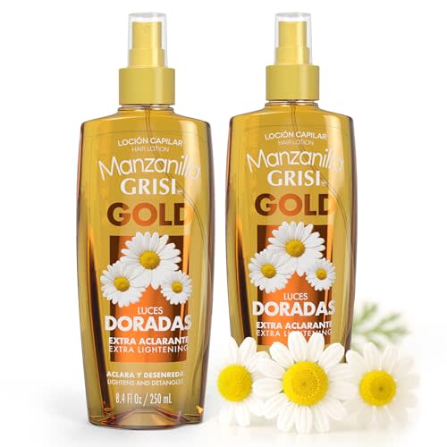 Grisi Manzanilla Hair Lotion Gold – Chamomile Hair Lightening Spray | Enhances Golden Highlights Naturally with Daily Use | Leave-In Detangler Spray for Soft, Shiny Hair | 8.4 Fl Oz, 2-Pack