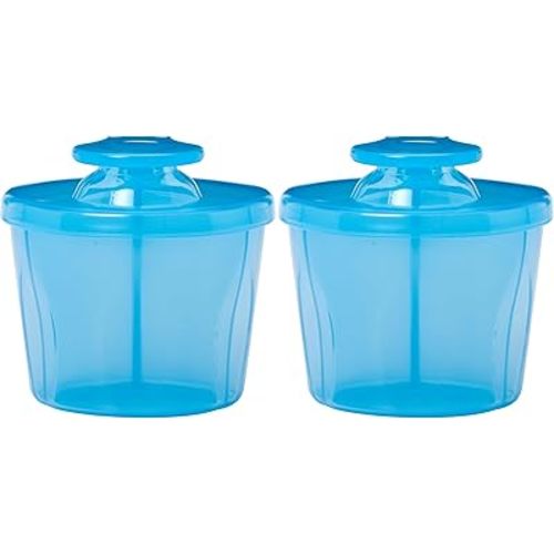 Dr. Brown's Baby Formula Dispenser with Snap-On Lid for On-the-Go Feedings,Milk Powder Dispenser for Traveling with Infant,Blue (Pack of 2)