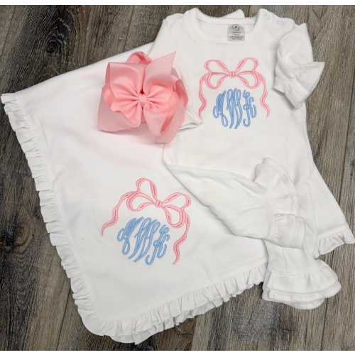 Baby girl coming home outfit, monogrammed ruffle romper, newborn outfit, sk creations, Preemie, Newborn, take me home set, baby shower gift