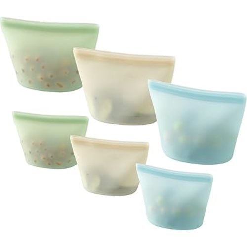 6 Pack Reusable Silicone Food Storage Bags, Emptycolor Reusable Bags, Leakproof Freezer Bag for Sandwich, Snack, Dishwasher Safe, BPA Free