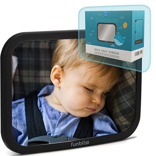 Car Mirror Baby Rear Facing Seat，Baby Car Mirror Safely Monitor Infant Child in Rear Facing Car Seat,See Children or Pets in Backseat，Best Newborn Car Seat Accessories, Shatterproof - BLACK