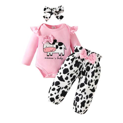 mgoYE 6-9 Month Girl Clothes Girl Outfits Long Sleeve Ruffle Romper + Floral Pants + Headband Set|Red 3-6 Months