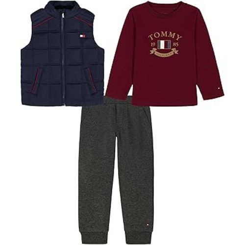 Tommy Hilfiger Baby Boys' 3-piece Set, Vest, Knit T-shirt, Jogger Sweatpant