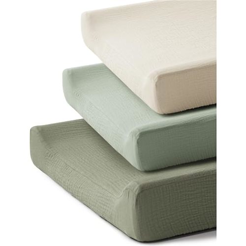 3 Pack Muslin Changing Pad Covers for Baby Boys and Girls