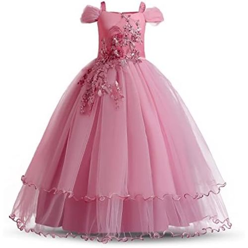 TTYAOVO Girls Applique Prom Gowns Luxury Wedding Birthday Party Princess Long Dresses