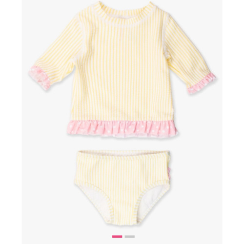 Short Sleeve Ruffle Rash Guard Bikini Swimsuit